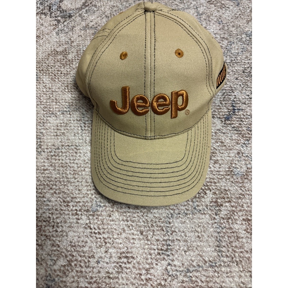 Jeep Brand Adjustable Tan Cap Hat Tan Brown Embroidery SnapBack